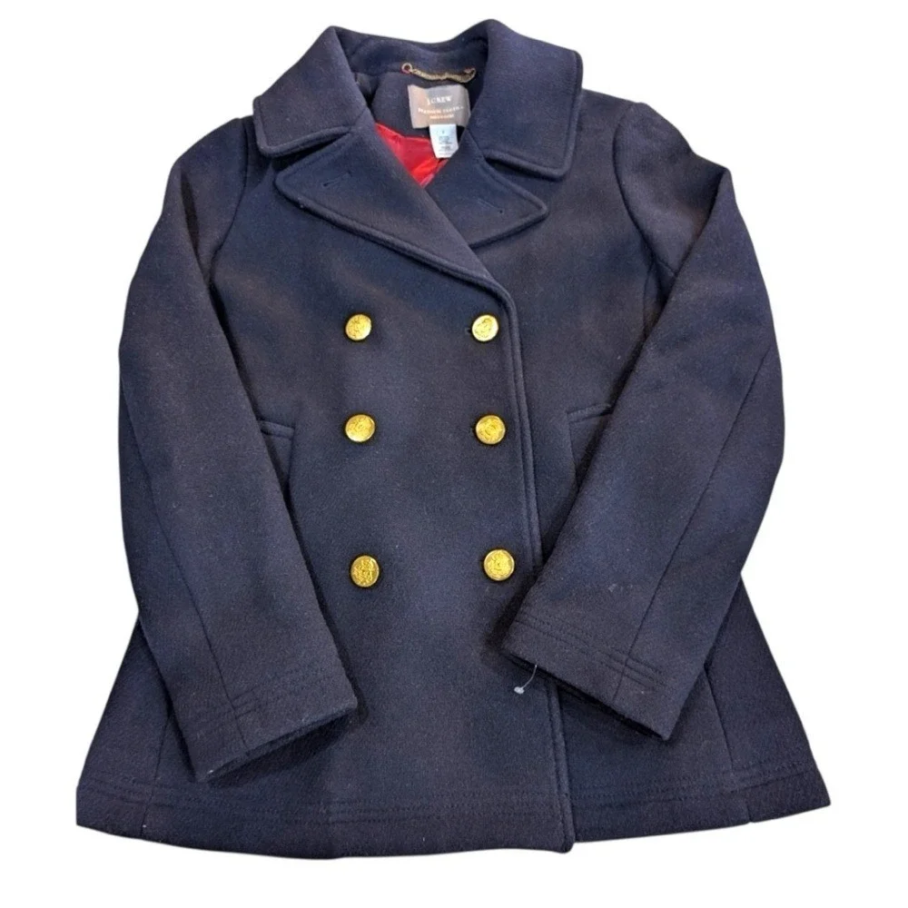 J.Crew Stadium Cloth Wool Peacoat Navy Blue Gold Crest Button‎ 49360 Womens 2 - Picture 11 of 12